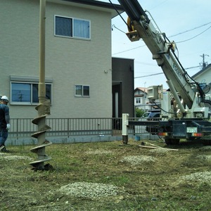 菊川市で地盤改良工事の見学